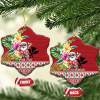 Santa Surf Mele Kalikimaka Personalized Ceramic Ornament Aloha Tropical Christmas Vibes LT9 Snow Flake Red - Polynesian Pride
