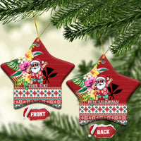 Santa Surf Mele Kalikimaka Personalized Ceramic Ornament Aloha Tropical Christmas Vibes LT9 Star Red - Polynesian Pride