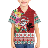 Santa Surf Mele Kalikimaka Personalized Family Matching Short Sleeve Bodycon Dress and Hawaiian Shirt Aloha Tropical Christmas Vibes - Polynesian Pride