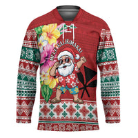 Santa Surf Mele Kalikimaka Personalized Hockey Jersey Aloha Tropical Christmas Vibes LT9 Unisex Red - Polynesian Pride