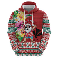 Santa Surf Mele Kalikimaka Personalized Hoodie Aloha Tropical Christmas Vibes - Polynesian Pride