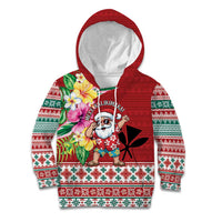 Santa Surf Mele Kalikimaka Personalized Kid Hoodie Aloha Tropical Christmas Vibes - Polynesian Pride
