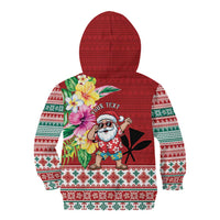 Santa Surf Mele Kalikimaka Personalized Kid Hoodie Aloha Tropical Christmas Vibes - Polynesian Pride