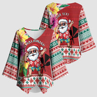 Santa Surf Mele Kalikimaka Personalized Kimono Sleeve Blouse Aloha Tropical Christmas Vibes LT9 - Polynesian Pride