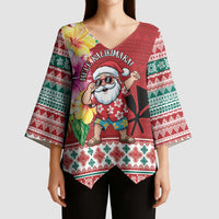 Santa Surf Mele Kalikimaka Personalized Kimono Sleeve Blouse Aloha Tropical Christmas Vibes LT9 - Polynesian Pride