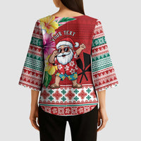 Santa Surf Mele Kalikimaka Personalized Kimono Sleeve Blouse Aloha Tropical Christmas Vibes LT9 - Polynesian Pride