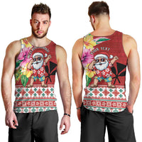 Santa Surf Mele Kalikimaka Personalized Men Tank Top Aloha Tropical Christmas Vibes - Polynesian Pride