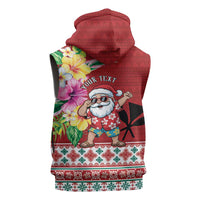 Santa Surf Mele Kalikimaka Personalized Sleeveless Hoodie Aloha Tropical Christmas Vibes LT9 - Polynesian Pride