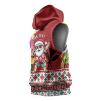 Santa Surf Mele Kalikimaka Personalized Sleeveless Hoodie Aloha Tropical Christmas Vibes LT9 - Polynesian Pride
