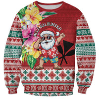 Santa Surf Mele Kalikimaka Personalized Sweatshirt Aloha Tropical Christmas Vibes LT9 Unisex Red - Polynesian Pride