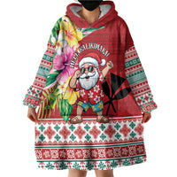 Santa Surf Mele Kalikimaka Personalized Wearable Blanket Hoodie Aloha Tropical Christmas Vibes LT9 - Polynesian Pride