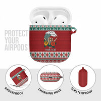 Shaka Sign Skull Mele Kalikimaka Personalized AirPods Case Hawaiian Quilt Pattern LT9 - Polynesian Pride