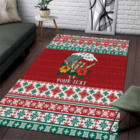 Shaka Sign Skull Mele Kalikimaka Personalized Area Rug Hawaiian Quilt Pattern LT9 Red - Polynesian Pride