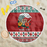 Shaka Sign Skull Mele Kalikimaka Personalized Beach Blanket Hawaiian Quilt Pattern - Polynesian Pride