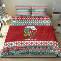 Shaka Sign Skull Mele Kalikimaka Personalized Bedding Set Hawaiian Quilt Pattern - Polynesian Pride