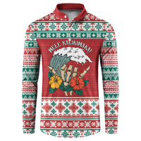 Shaka Sign Skull Mele Kalikimaka Personalized Button Sweatshirt Hawaiian Quilt Pattern - Polynesian Pride