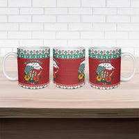 Shaka Sign Skull Mele Kalikimaka Personalized Ceramic Mug Hawaiian Quilt Pattern - Polynesian Pride