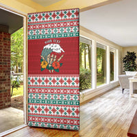Shaka Sign Skull Mele Kalikimaka Personalized Door Cover Hawaiian Quilt Pattern - Polynesian Pride