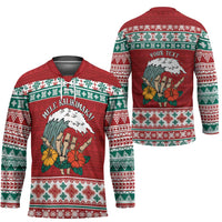 Shaka Sign Skull Mele Kalikimaka Personalized Hockey Jersey Hawaiian Quilt Pattern LT9 - Polynesian Pride