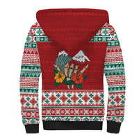 Shaka Sign Skull Mele Kalikimaka Personalized Sherpa Hoodie Hawaiian Quilt Pattern - Polynesian Pride