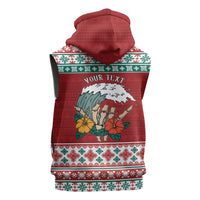 Shaka Sign Skull Mele Kalikimaka Personalized Sleeveless Hoodie Hawaiian Quilt Pattern - Polynesian Pride