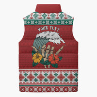 Shaka Sign Skull Mele Kalikimaka Personalized Sleeveless Puffer Jacket Hawaiian Quilt Pattern - Polynesian Pride