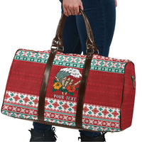 Shaka Sign Skull Mele Kalikimaka Personalized Travel Bag Hawaiian Quilt Pattern - Polynesian Pride