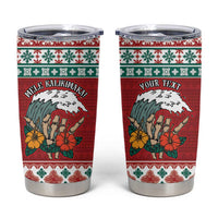Shaka Sign Skull Mele Kalikimaka Personalized Tumbler Cup Hawaiian Quilt Pattern - Polynesian Pride