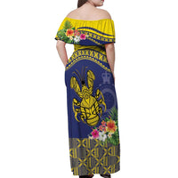 Niue Coconut Crab Off Shoulder Maxi Dress Rock of Polynesia