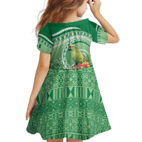 Norfolk Parakeet Tropical Family Matching Short Sleeve Bodycon Dress and Hawaiian Shirt Norfolk Island Tribal Pattern