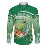 Norfolk Parakeet Tropical Family Matching Short Sleeve Bodycon Dress and Hawaiian Shirt Norfolk Island Tribal Pattern