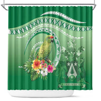 Norfolk Parakeet Tropical Shower Curtain Norfolk Island Tribal Pattern LT9 Green - Polynesian Pride