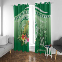 Norfolk Parakeet Tropical Window Curtain Norfolk Island Tribal Pattern LT9 With Grommets Green - Polynesian Pride