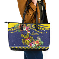 Monuina e Kilisimasi Niue Christmas Leather Tote Bag Niuean Tribal Pattern LT9 - Polynesian Pride