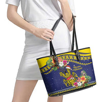 Monuina e Kilisimasi Niue Christmas Leather Tote Bag Niuean Tribal Pattern LT9 - Polynesian Pride