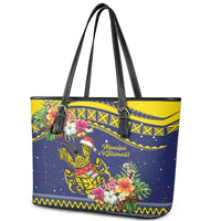 Monuina e Kilisimasi Niue Christmas Leather Tote Bag Niuean Tribal Pattern LT9 - Polynesian Pride