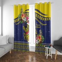 Monuina e Kilisimasi Niue Christmas Window Curtain Niuean Tribal Pattern LT9 With Grommets Gold - Polynesian Pride