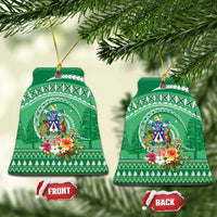 Norfolk Islands Pine Tree Christmas Ceramic Ornament Coat of Arm and Polynesian Pattern LT9 Bell Flake Green - Polynesian Pride