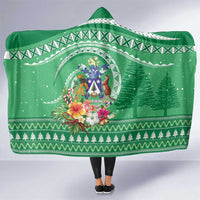 Norfolk Island Pine Tree Christmas Hooded Blanket Coat of Arm and Polynesian Pattern LT9 One Size Green - Polynesian Pride