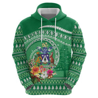 Norfolk Island Pine Tree Christmas Hoodie Coat of Arm and Polynesian Pattern