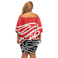 All Red New Zealand Kowhai Ngutukak Off Shoulder Short Dress - Polynesian Pride