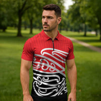 All Red New Zealand Kowhai Ngutukak Zipper Polo Shirt - Polynesian Pride