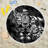 New Zealand Lawn Bowls Beach Blanket Black Maori Warrior Tribal Silver Fern - Polynesian Pride