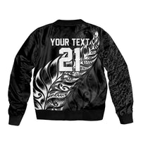New Zealand Lawn Bowls Custom Bomber Jacket Black Maori Warrior Tribal Silver Fern - Polynesian Pride