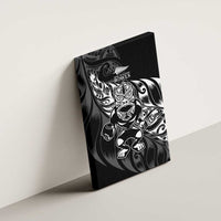 New Zealand Lawn Bowls Canvas Wall Art Black Maori Warrior Tribal Silver Fern - Polynesian Pride