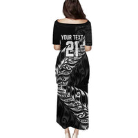 New Zealand Lawn Bowls Custom Family Matching Puletasi and Hawaiian Shirt Black Maori Warrior Tribal Silver Fern - Polynesian Pride