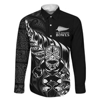 New Zealand Lawn Bowls Custom Family Matching Short Sleeve Bodycon Dress and Hawaiian Shirt Black Maori Warrior Tribal Silver Fern - Polynesian Pride
