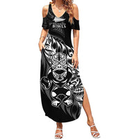 New Zealand Lawn Bowls Custom Family Matching Summer Maxi Dress and Hawaiian Shirt Black Maori Warrior Tribal Silver Fern - Polynesian Pride