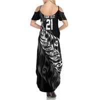 New Zealand Lawn Bowls Custom Family Matching Summer Maxi Dress and Hawaiian Shirt Black Maori Warrior Tribal Silver Fern - Polynesian Pride