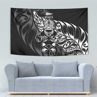 New Zealand Lawn Bowls Tapestry Black Maori Warrior Tribal Silver Fern - Polynesian Pride